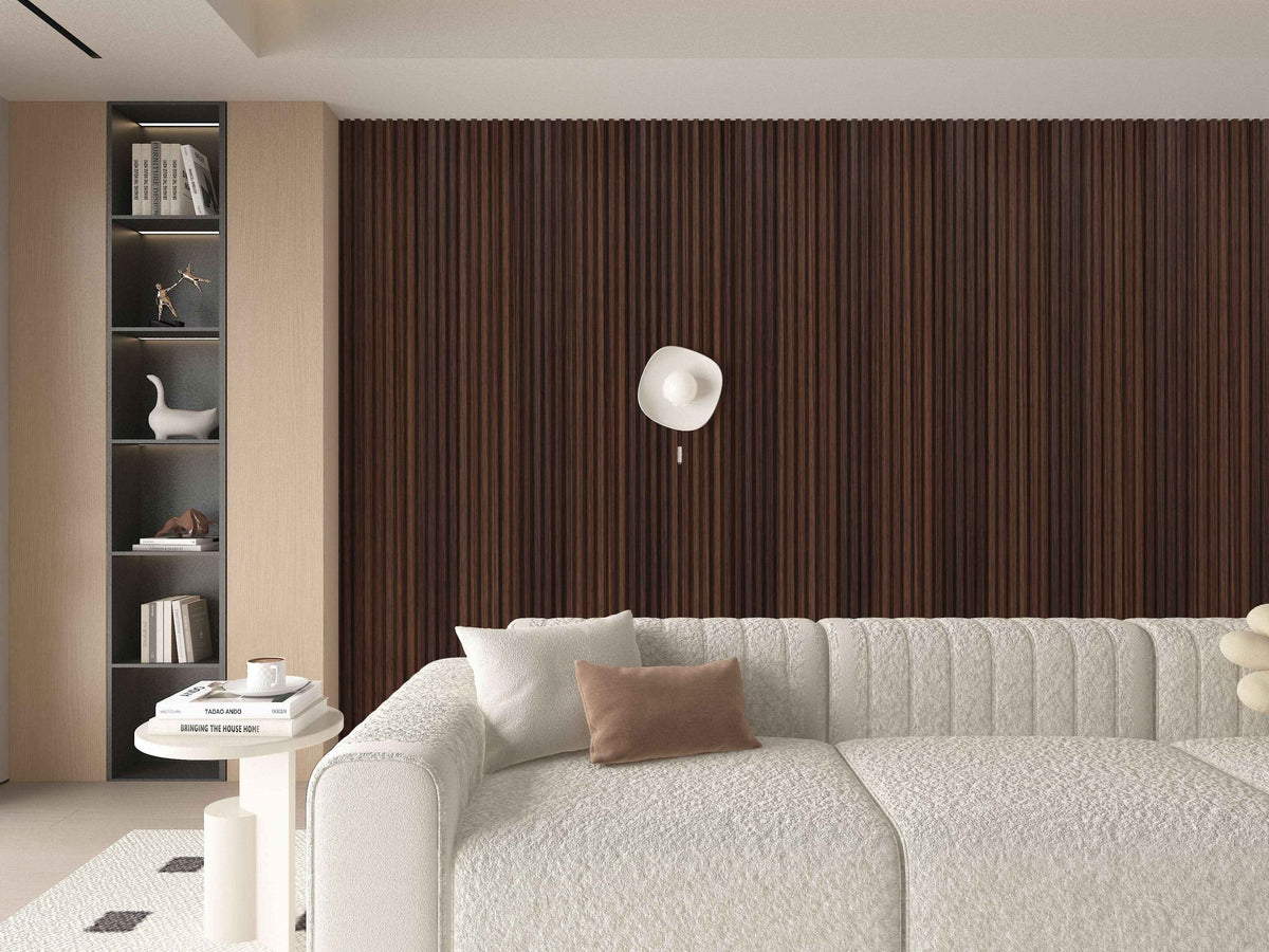 Dark Walnut Oak WPC Fluted 3D Wall Panels |  42.9 sq. ft./Box