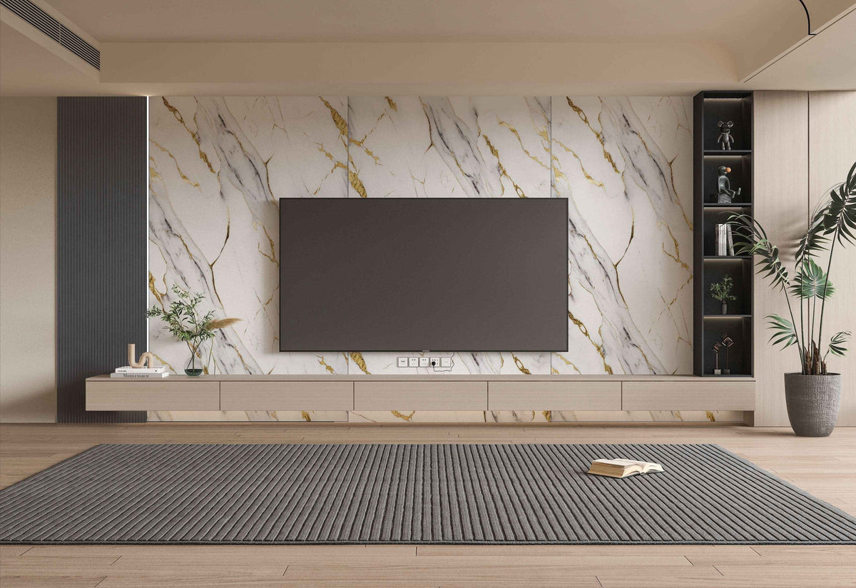 Luxe Gold Vein Marble PVC Wall Panel - Waterproof (4x8 ft, 32 sq. ft)