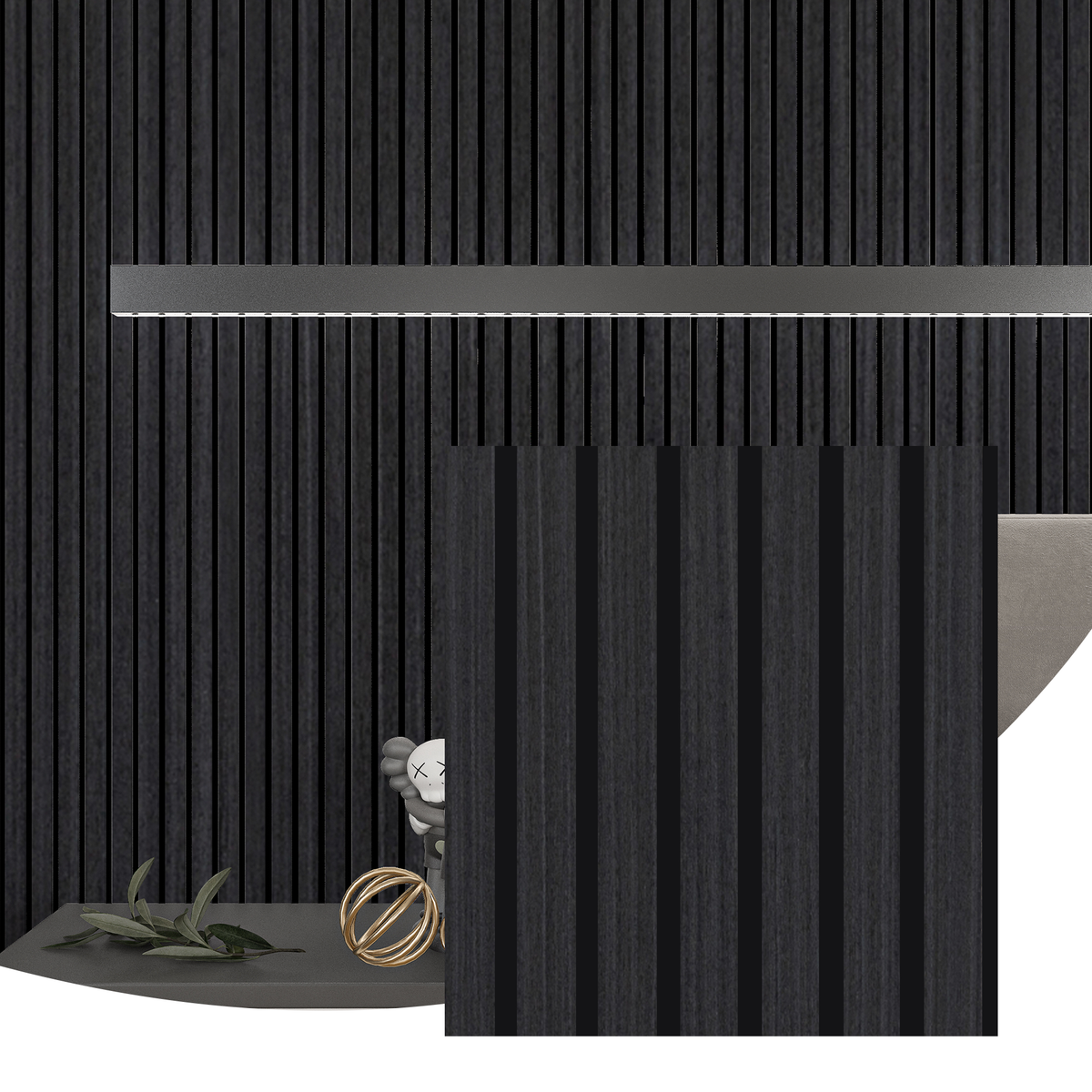 Oak & Black 94” x 24” Acoustic Wood Wall Panel - Soundproofing for Walls & Ceilings - Wall Forma