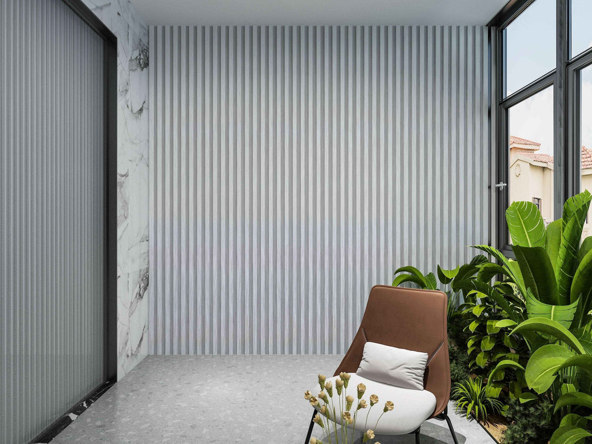 White Brushed WPC Fluted 3D Wall Panels |  42.9 sq. ft./Box