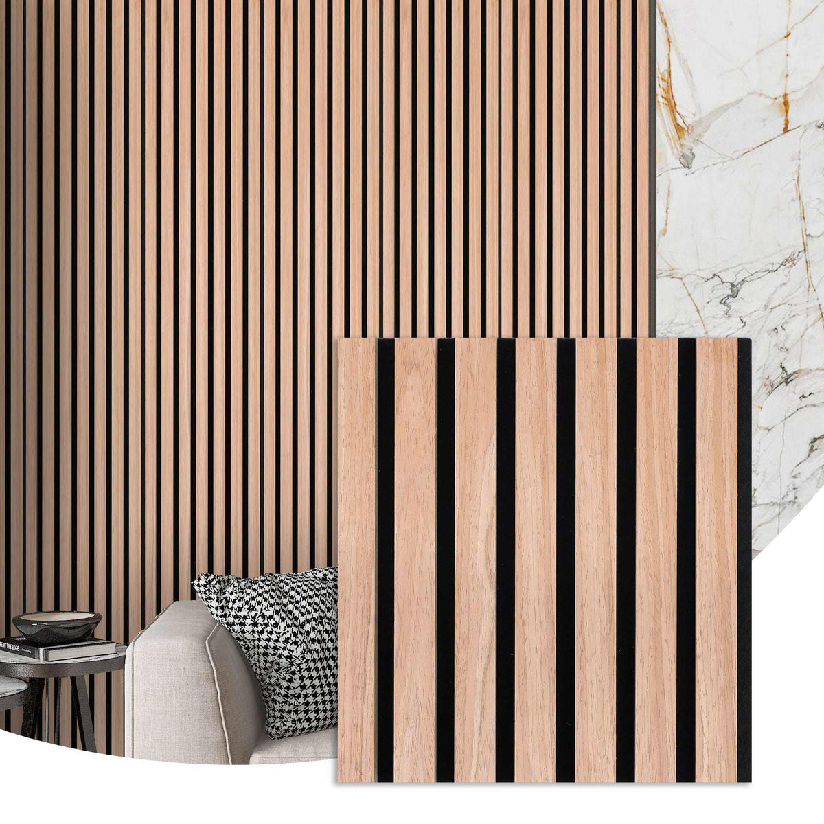 Oak & Black 94” x 24” Acoustic Wood Wall Panel - Soundproofing for Walls & Ceilings - Wall Forma