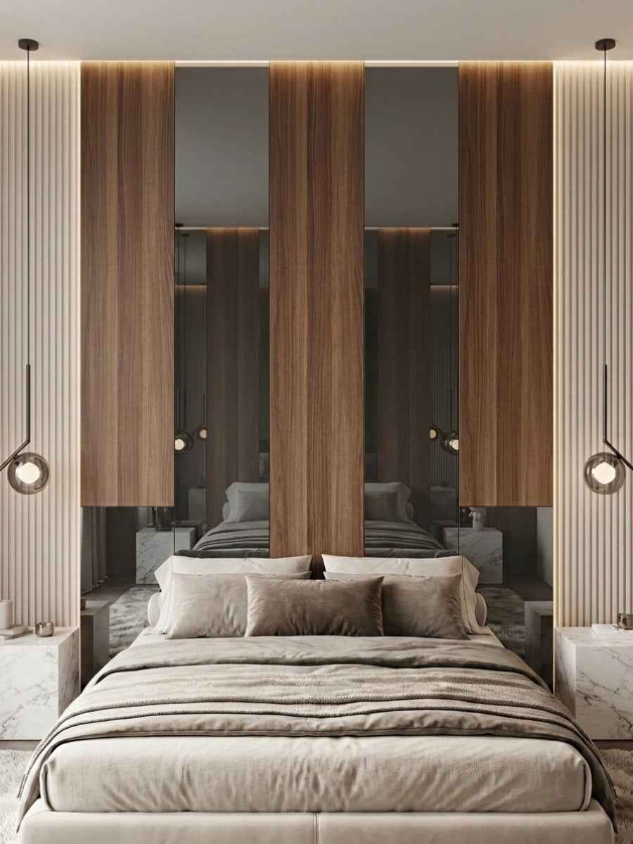Gray Mirror Wood Veneer Panel – 9x4 ft, 8 mm, Fireproof, Waterproof & Scratch-Resistant