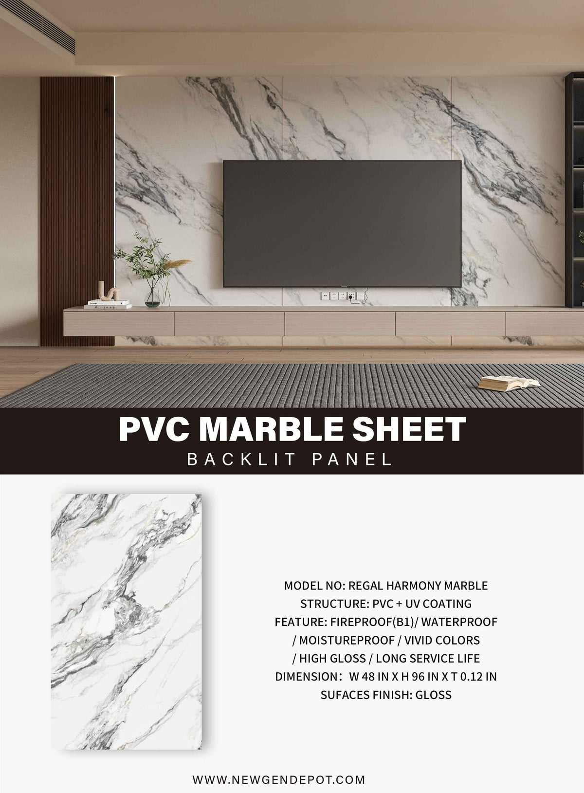 Regal Harmony Luxury Marble Veneer Wall Panels - Seamless Connection
