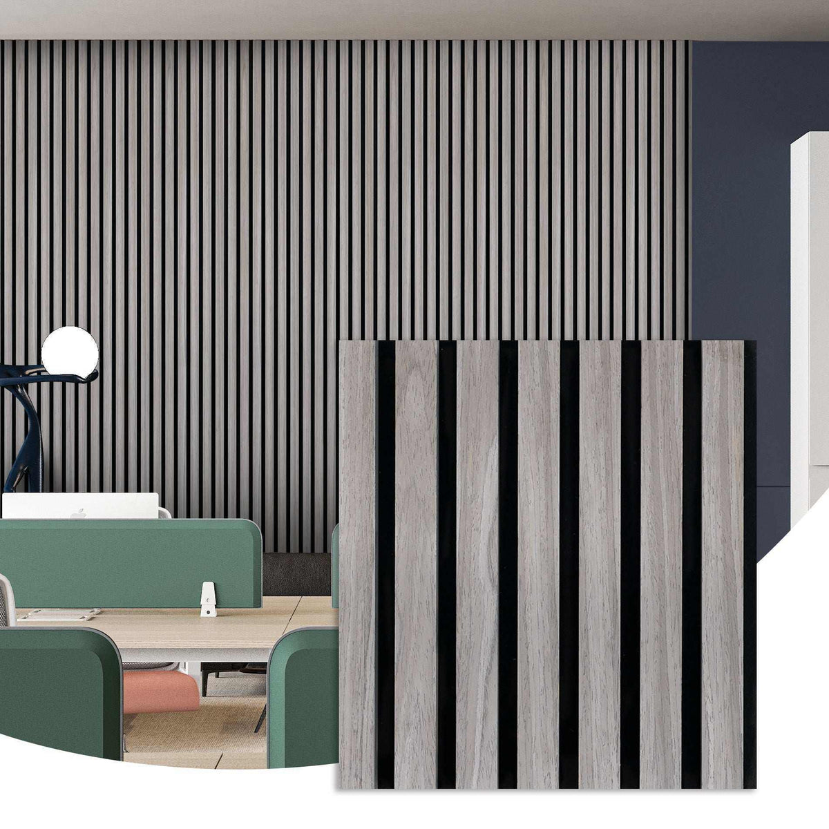 Oak & Black 94” x 24” Acoustic Wood Wall Panel - Soundproofing for Walls & Ceilings - Wall Forma