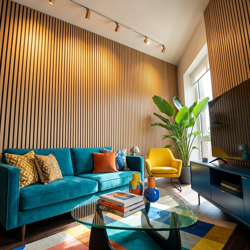 Light Oak Acoustic Wood Slat Wall Panel | Premium 3-Sided Veneer | Sound-Absorbing