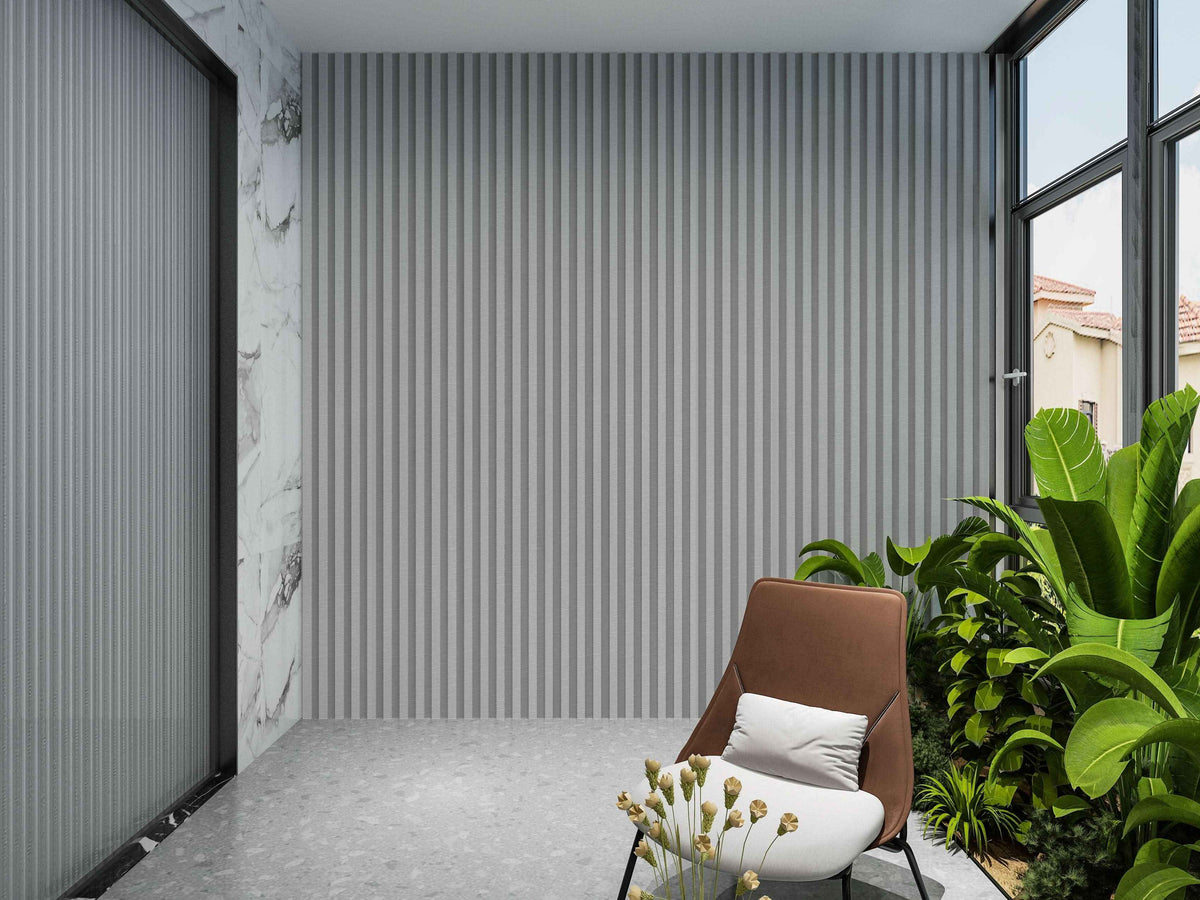 White linen WPC Fluted 3D Wall Panels |  42.9 sq. ft./Box