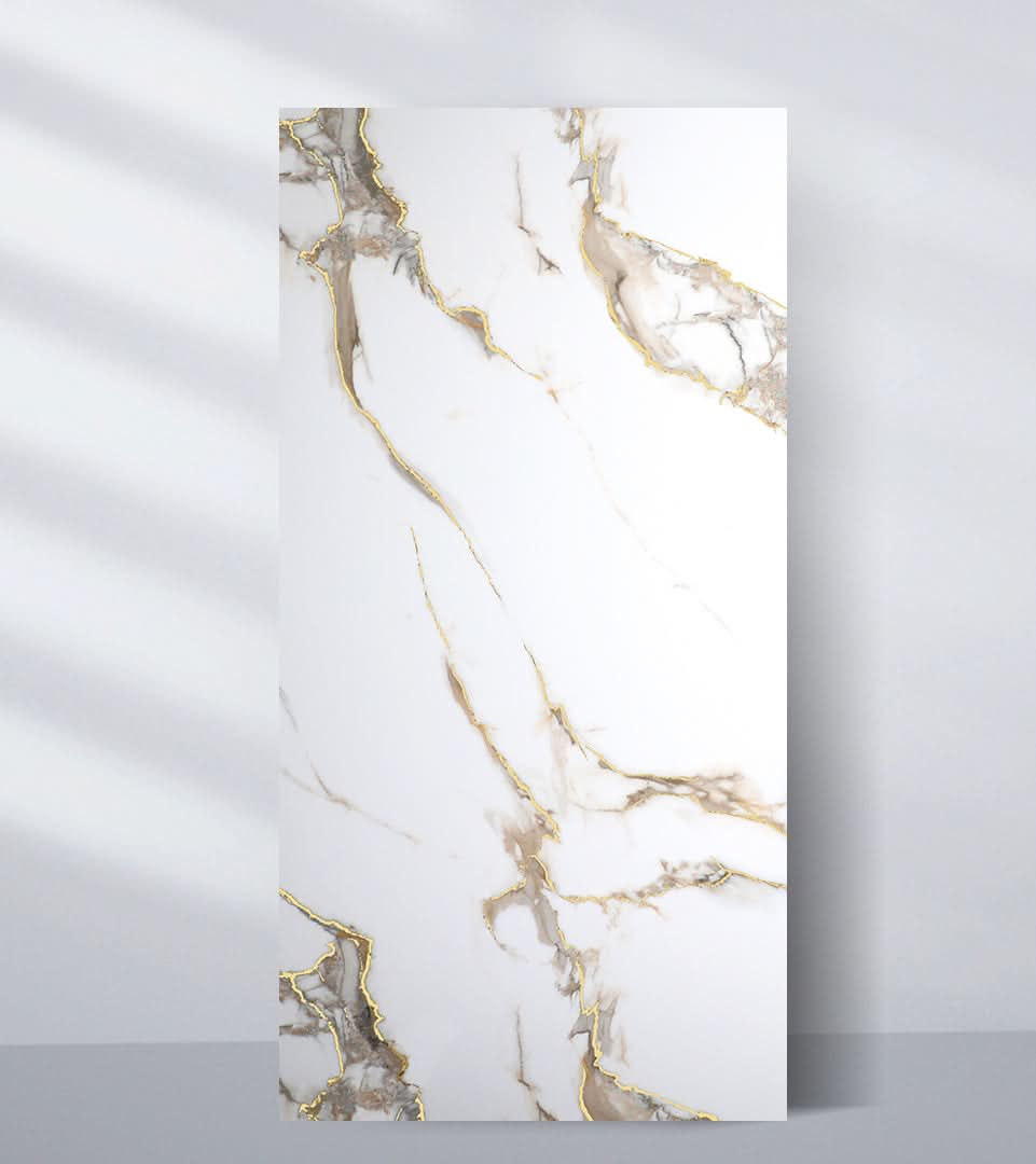 Calacatta Oro Gold Marble PVC Wall Panel - Waterproof (4x8 ft, 32 sq. ft) - Wall Forma