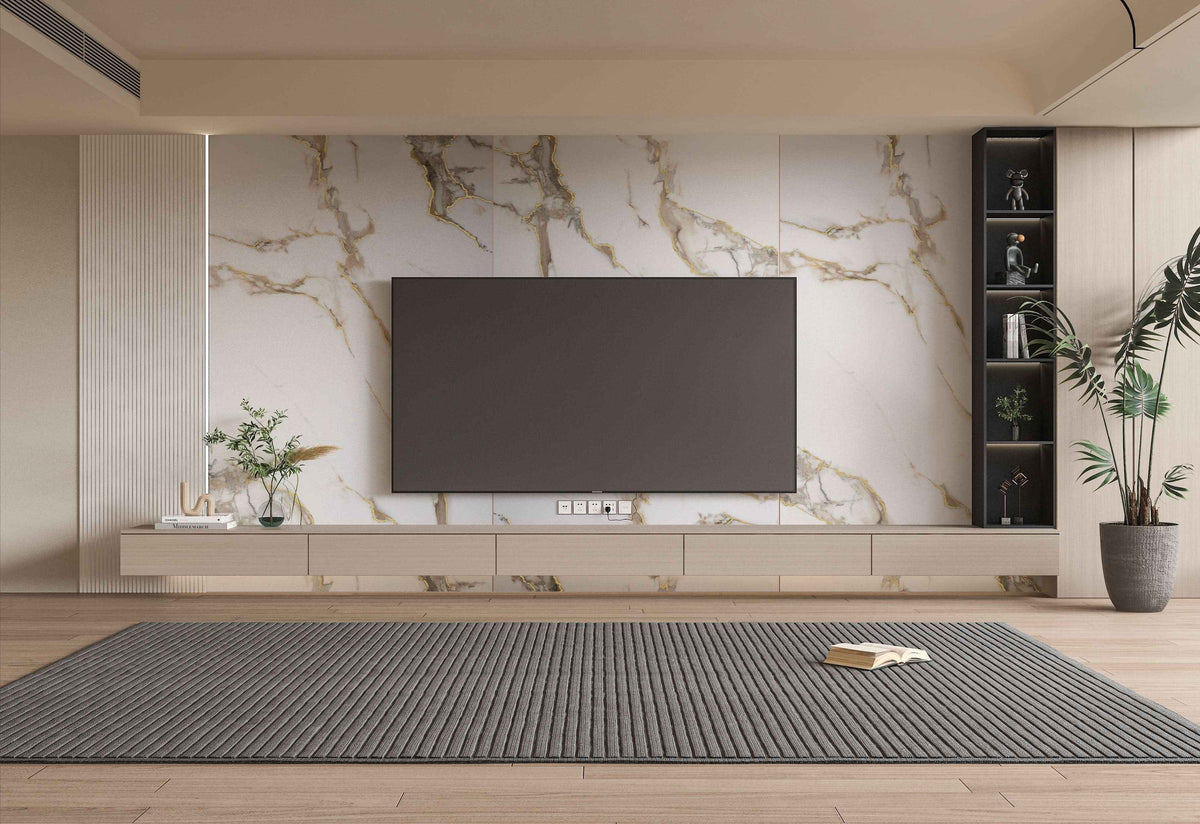 Calacatta Oro Gold Marble PVC Wall Panel - Waterproof (4x8 ft, 32 sq. ft)