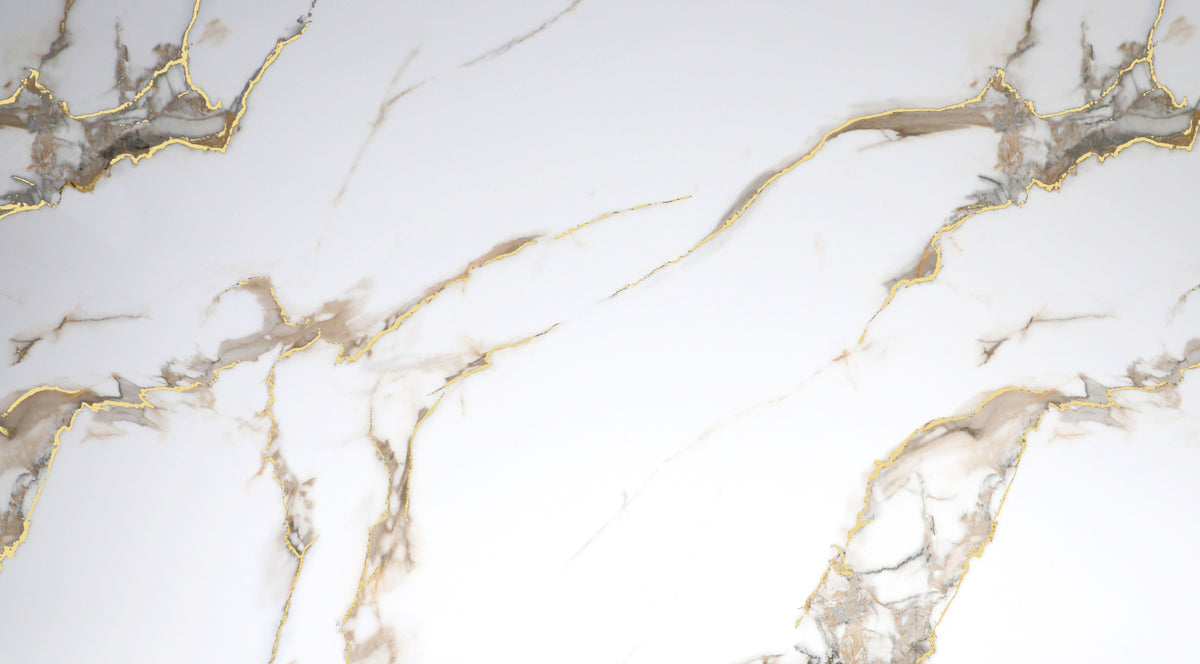 Calacatta Oro Gold Marble PVC Wall Panel - Waterproof (4x8 ft, 32 sq. ft) - Wall Forma