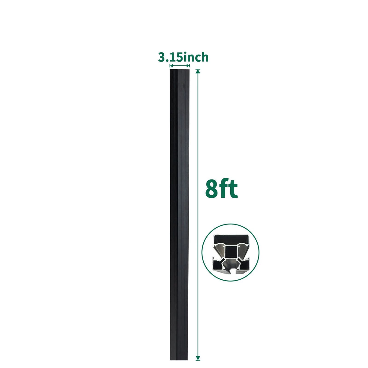 8 ft In-Ground Gate Post | Heavy-Duty Composite & Aluminum Gates - Wall Forma