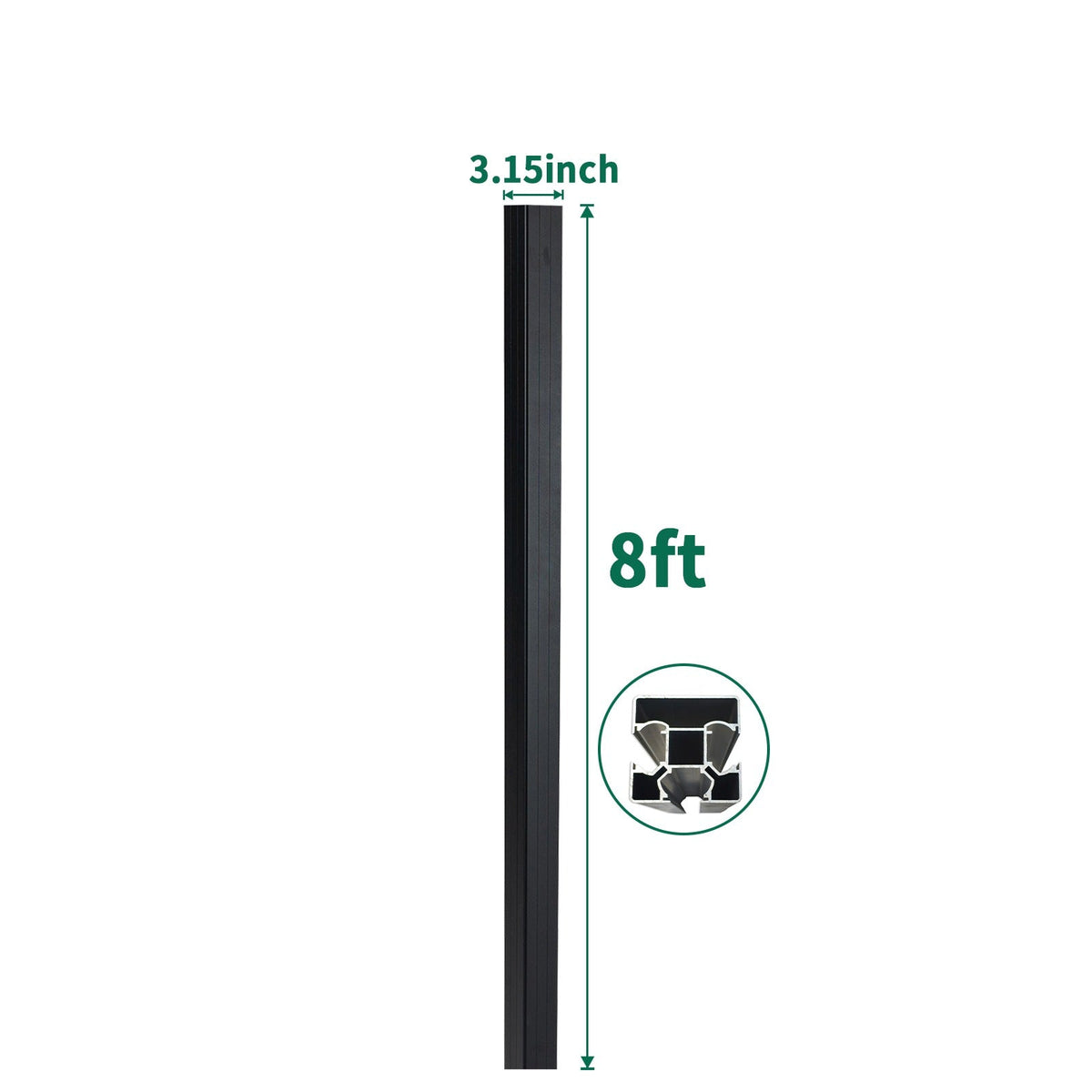 8ft Inground Gate Post for Composite & Aluminum Gates - Wall Forma