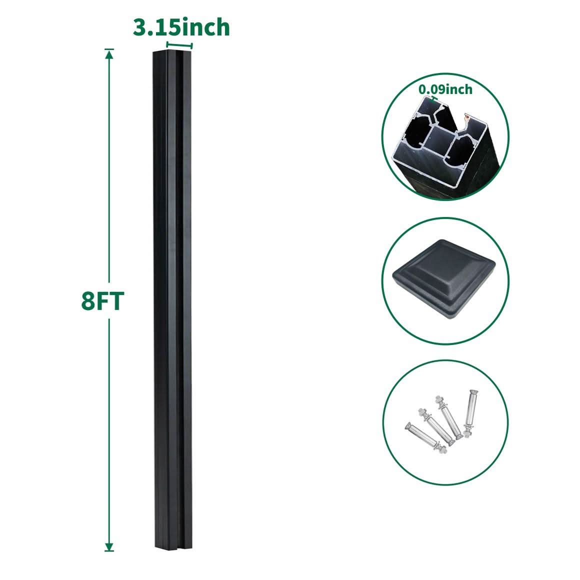 8 ft In-Ground Gate Post | Heavy-Duty Composite & Aluminum Gates - Wall Forma