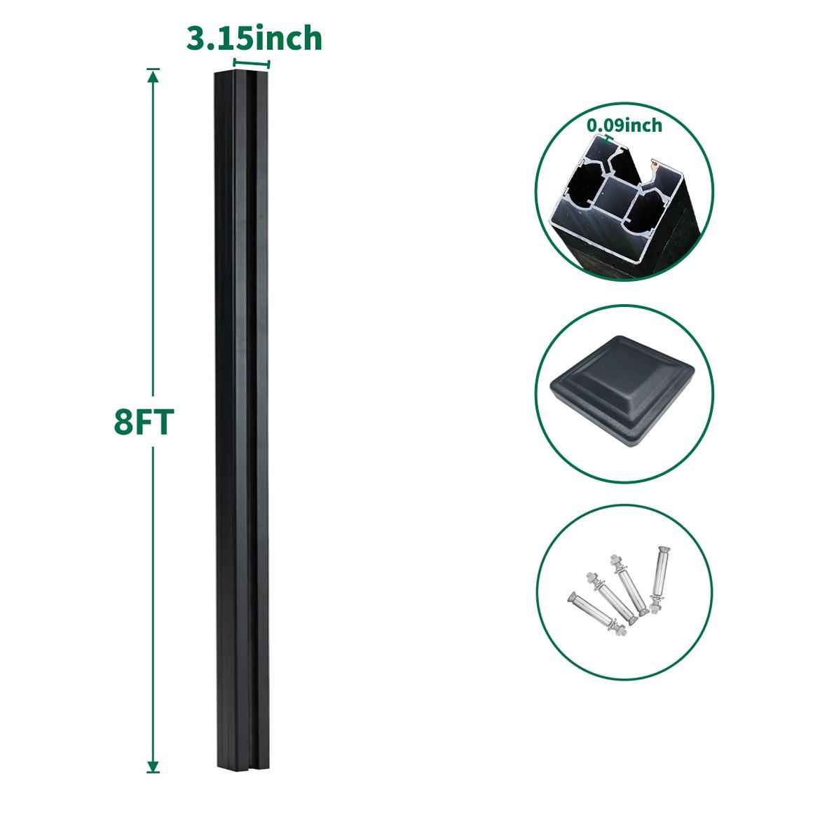 8ft Inground Gate Post for Composite & Aluminum Gates