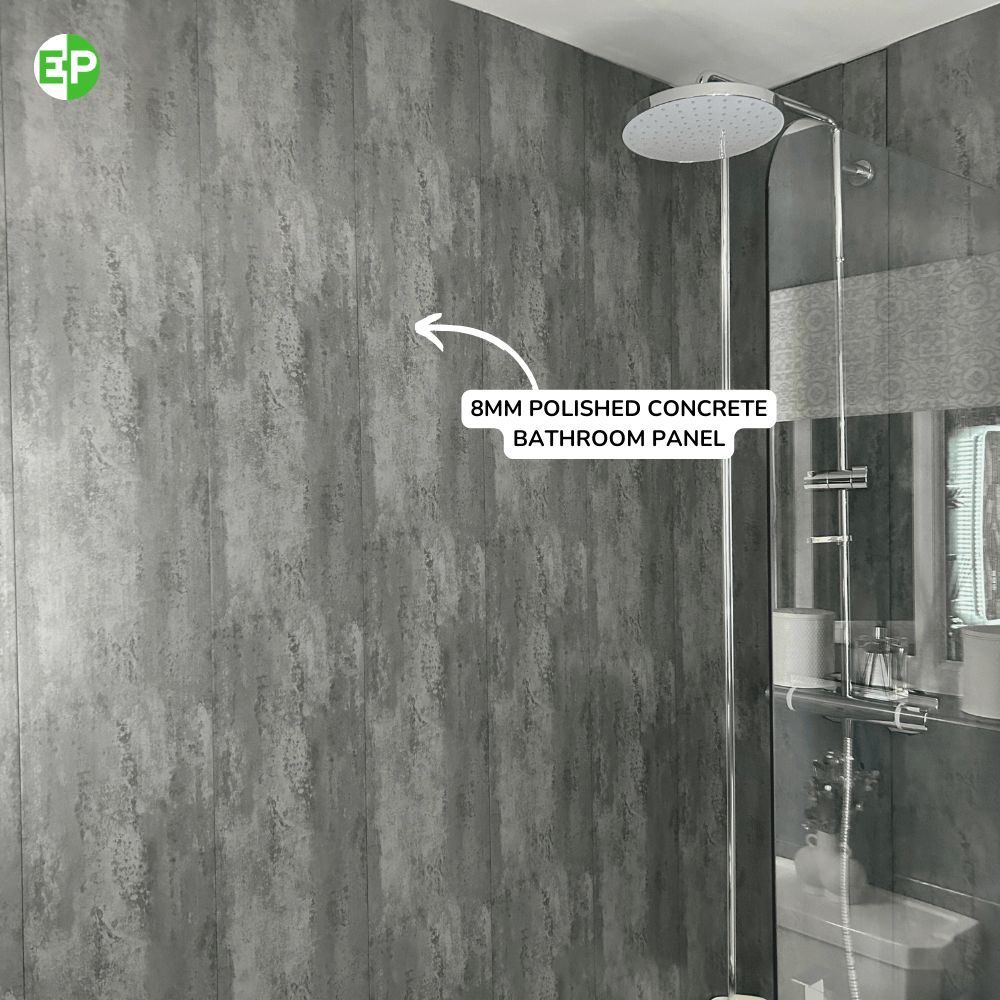 8mm Polished Concrete Bathroom Wall Panel - Pack of 4 - Wall Forma