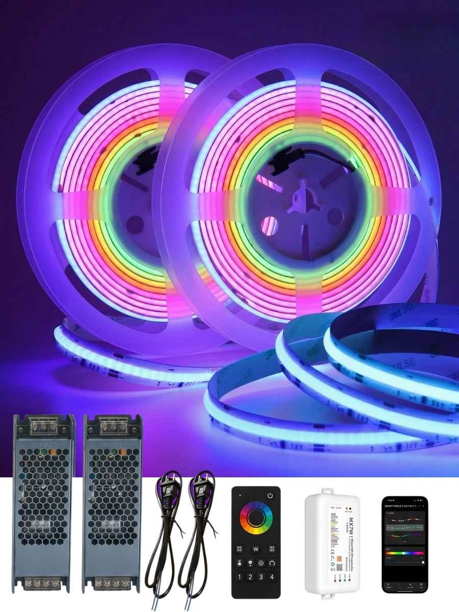 Premium White Aluminum LED Baseboard Molding Kit – Complete RGB Set (59 Ft / 9 Pieces)