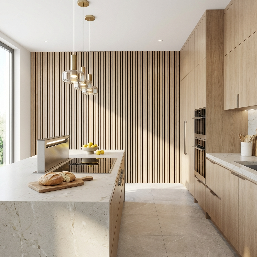Oak Acoustic Wood Slat Wall Panel | Premium 3-Sided Veneer | Sound-Absorbing