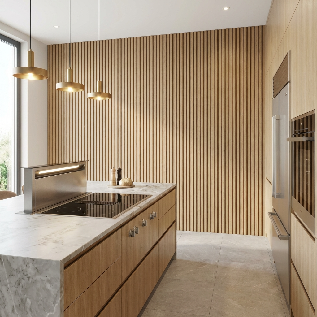 Natural Oak Acoustic Wood Slat Wall Panel | Premium 3-Sided Veneer | Sound-Absorbing