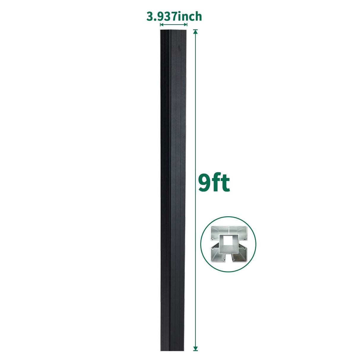 9 ft In-Ground Gate Post | Heavy-Duty Composite & Aluminum Gates - Wall Forma