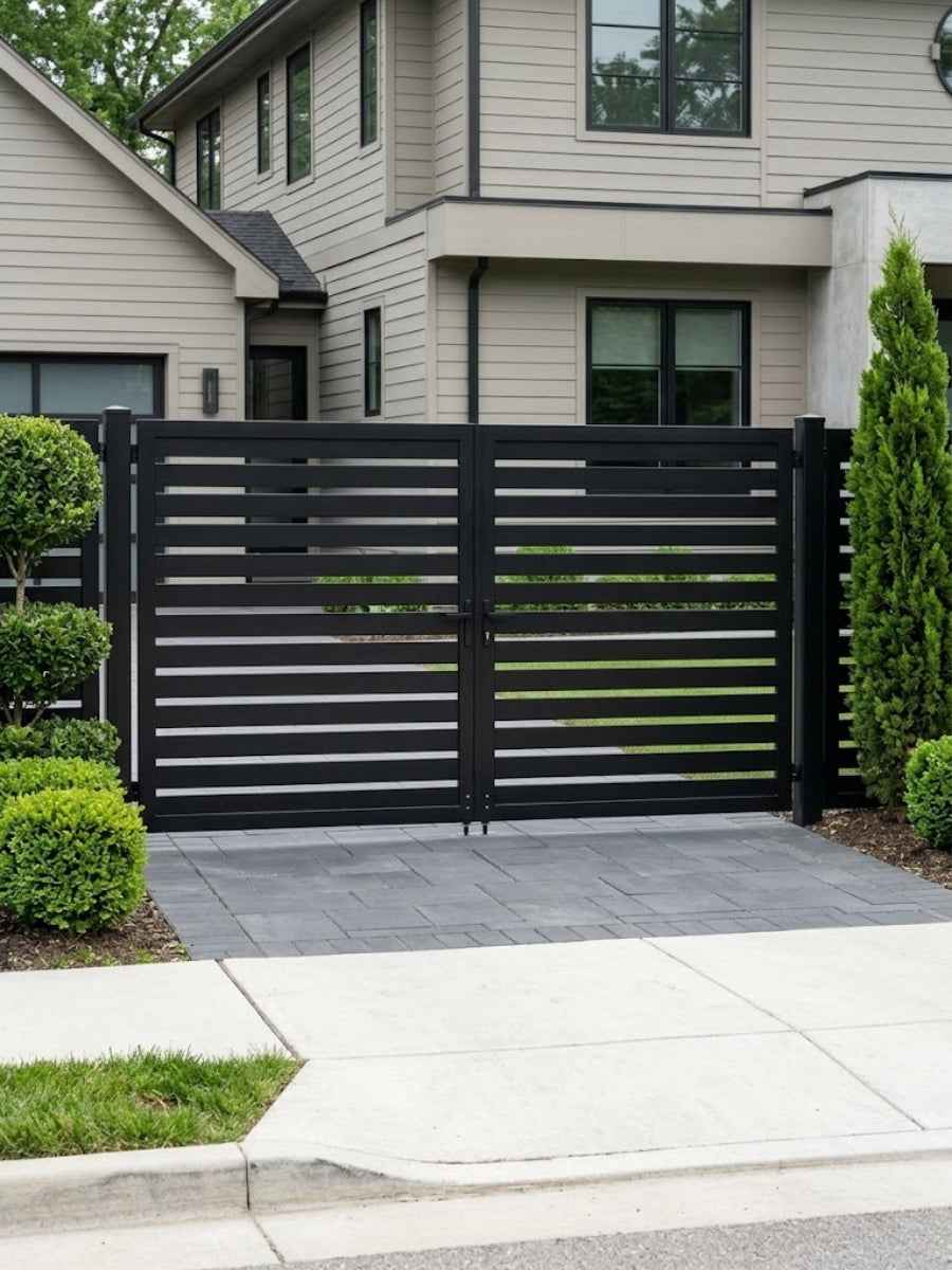 Aluminum Premium Fence Gate 10x6 – Modern, Heavy Duty, Semi Privacy