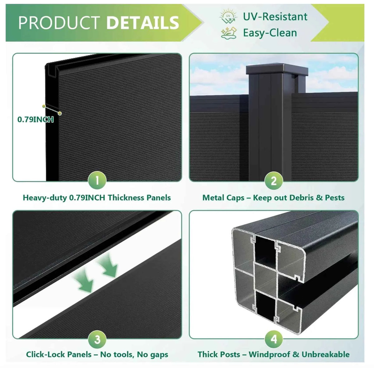 Black Aluminum Fence Wholesale Discounted Price - 72" x 72"