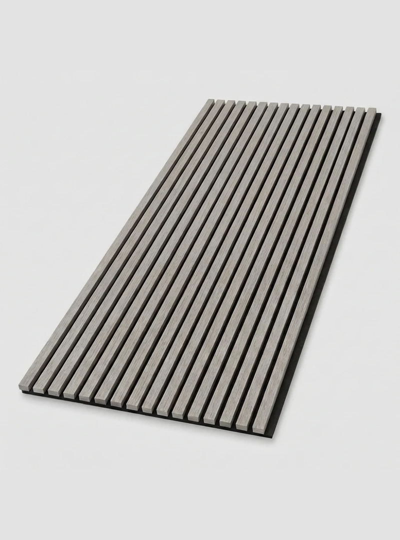 Ash Gray Acoustic Wood Slat Wall Panel | Premium 3-Sided Veneer | Sound-Absorbing - Wall Forma