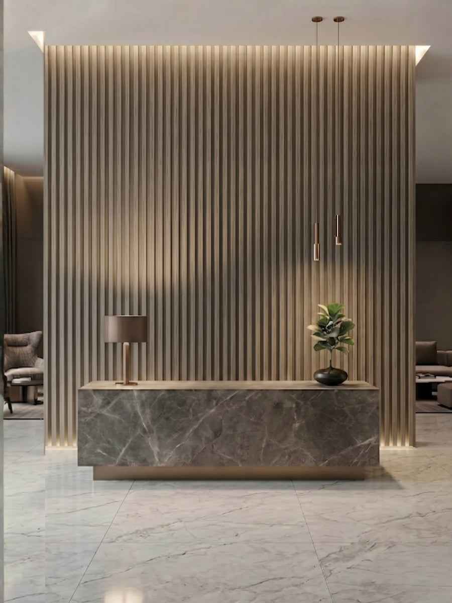 Ash Wood WPC Fluted 3D Wall Panels |  42.9 sq. ft./Box