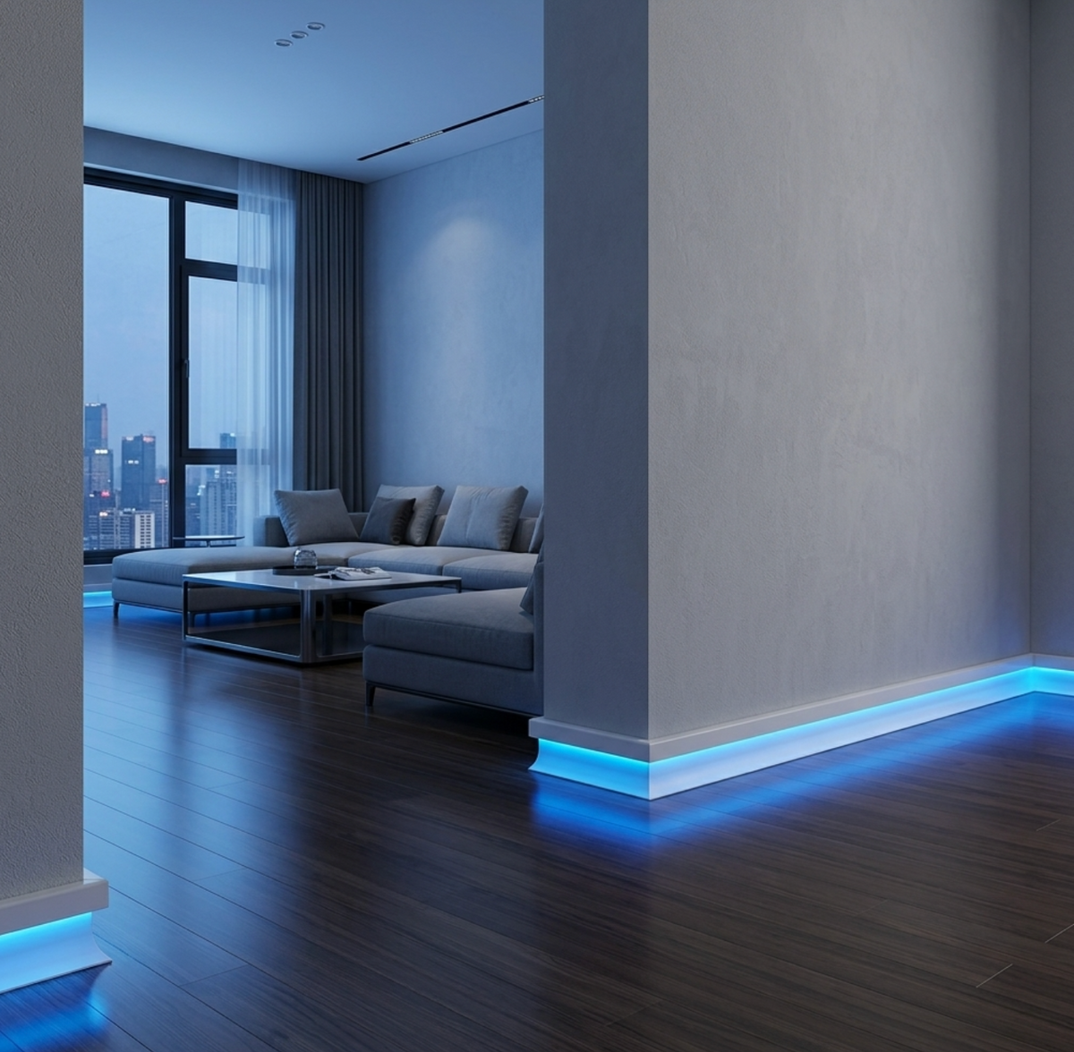 Premium White Aluminum LED Baseboard Molding Kit – Complete RGB Set (26.25 Ft / 4 Pieces)