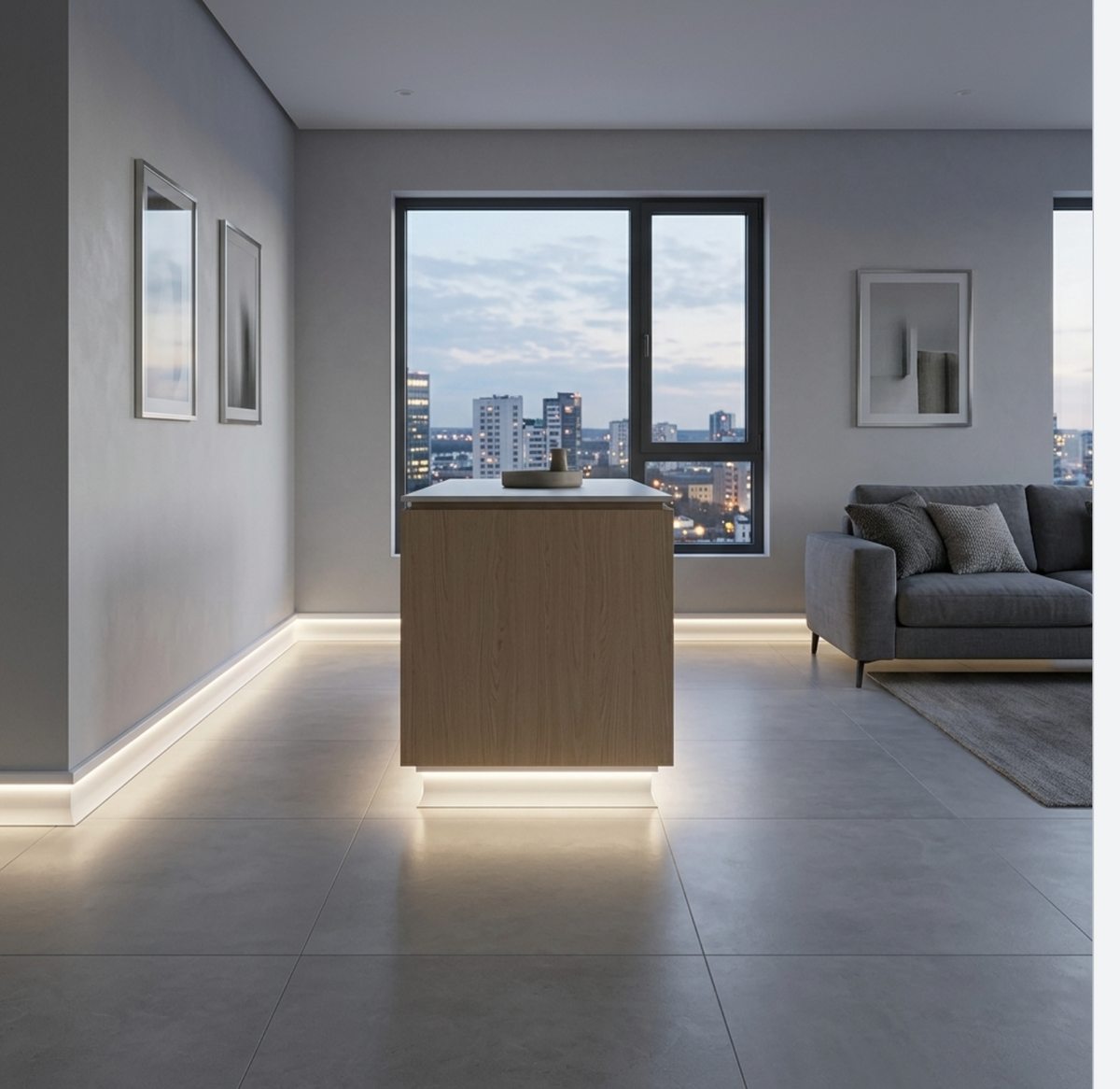 Premium White Aluminum LED Baseboard Molding - 26.25 Ft (4 Pieces)