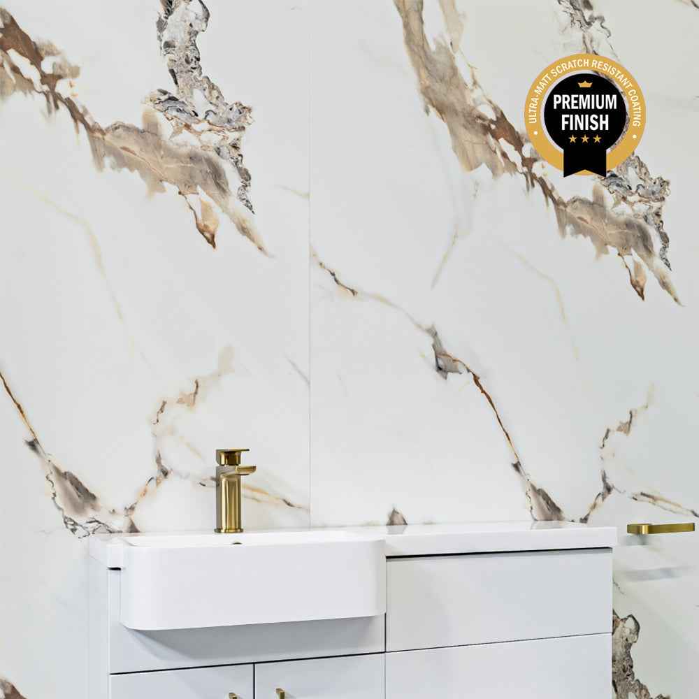 10mm Calacatta Marble Ultra Matt Shower Panel 1M x 2.4M