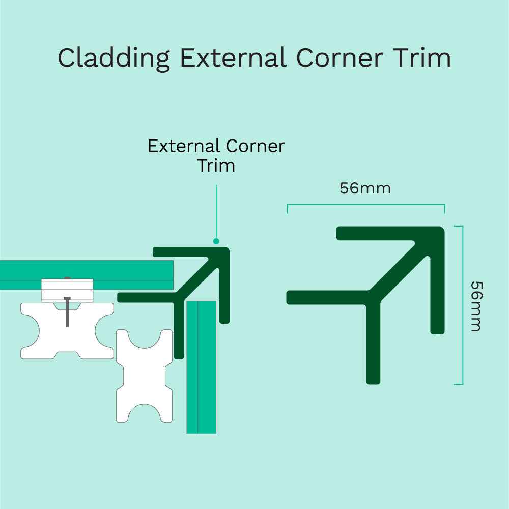 2.6M Silver Grey WPC Cladding External Corner Trim