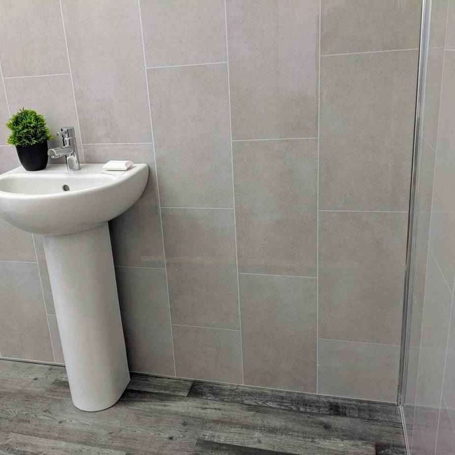 8mm Klasic Grey Tile Effect Bathroom Wall Panel - Pack of 4