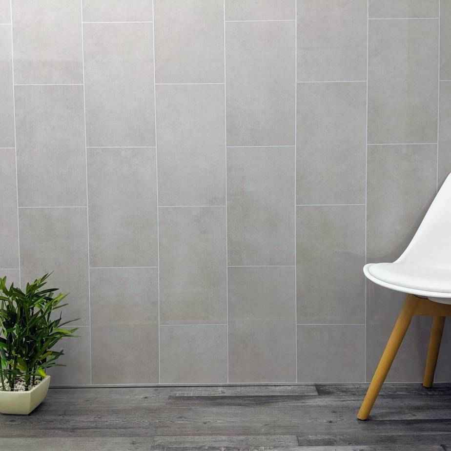 8mm Klasic Grey Tile Effect Bathroom Wall Panel - Pack of 4