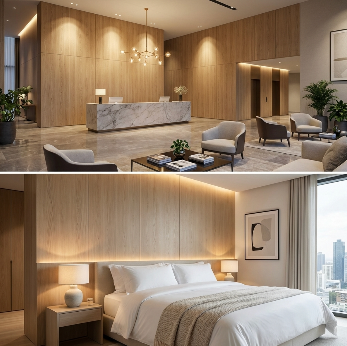 Commercial Grade White Oak Veneer Wall Panels | 108" x 48" | Waterproof & Bendable