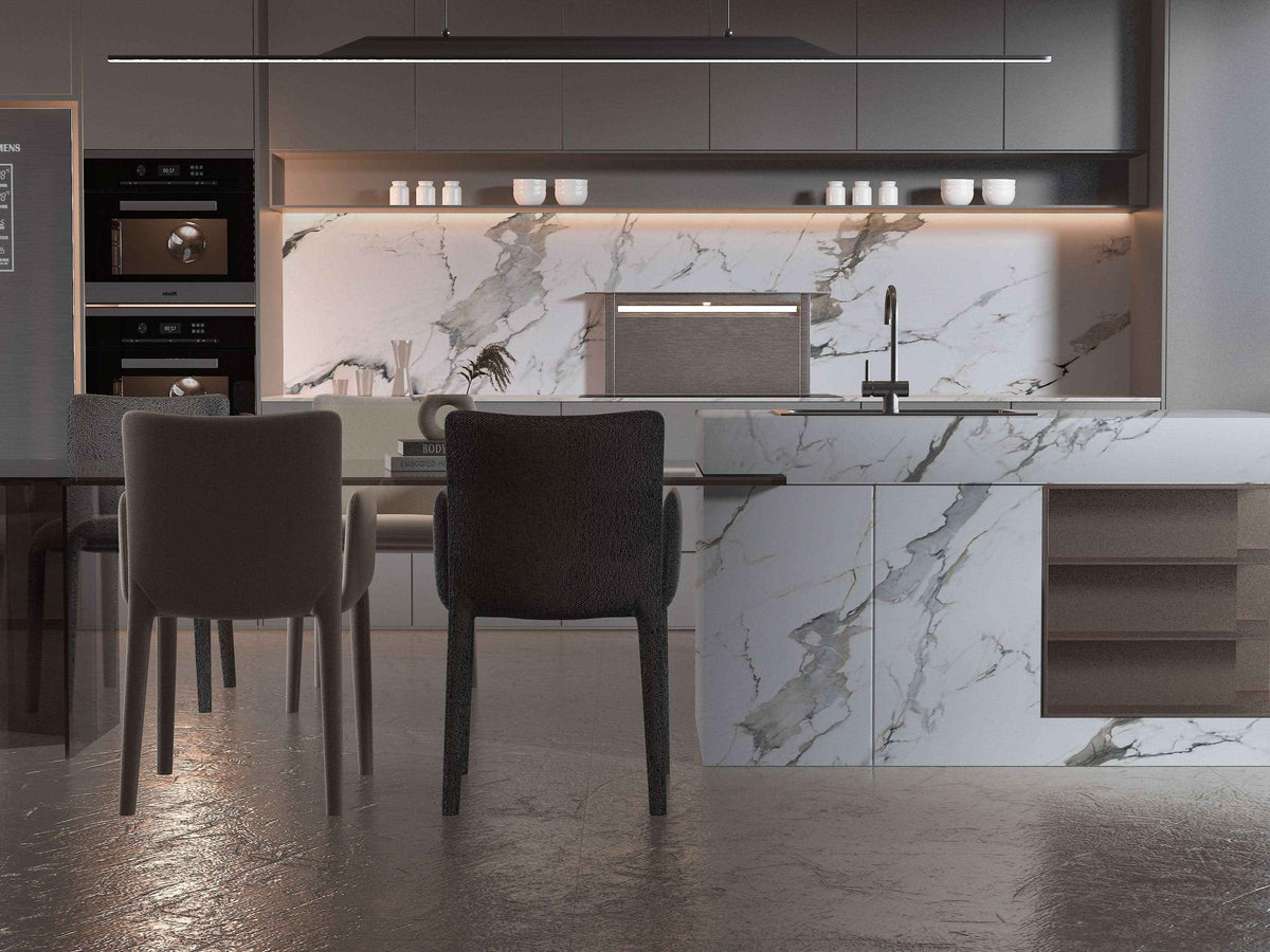 Moonlit Vein Marble PVC Wall Panel - Waterproof (4x8 ft, 32 sq. ft)