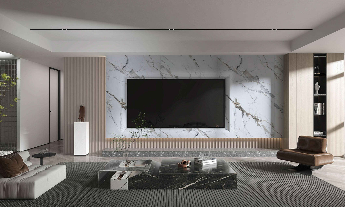 Moonlit Vein Marble PVC Wall Panel - Waterproof (4x8 ft, 32 sq. ft)