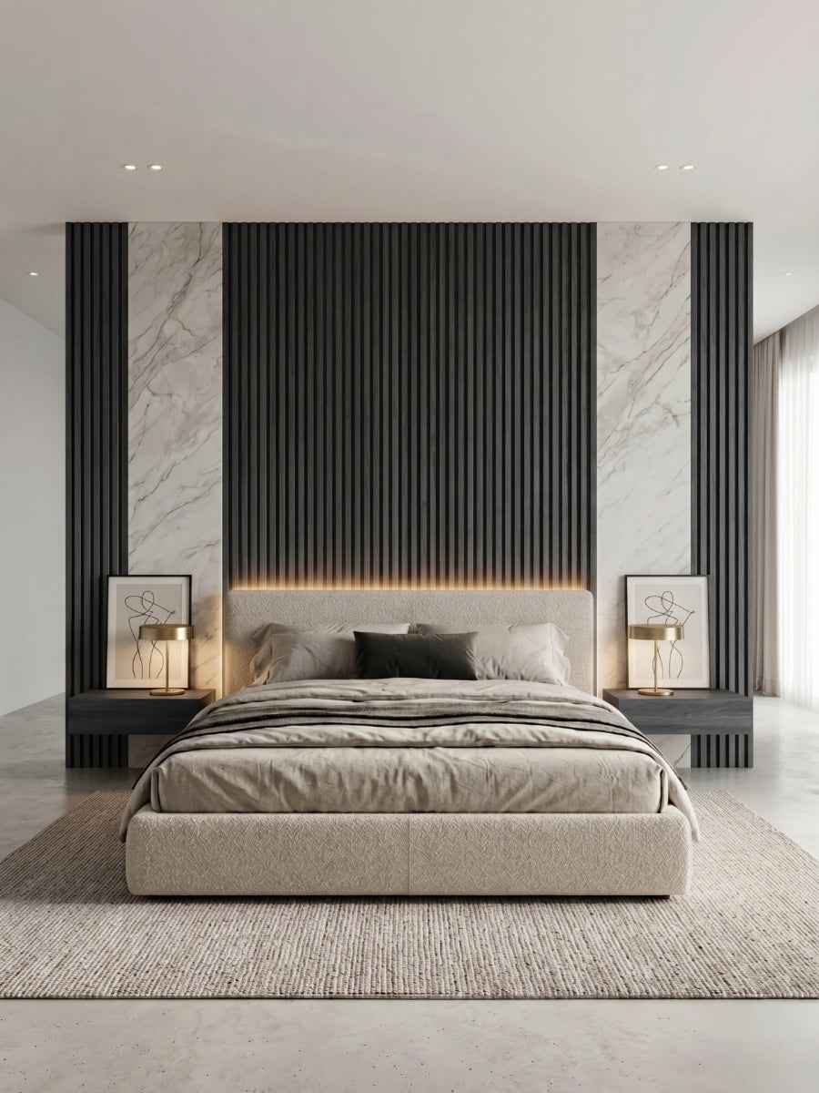 Dark Smoky Oak WPC Fluted 3D Wall Panels | 42.9 sq. ft./Box