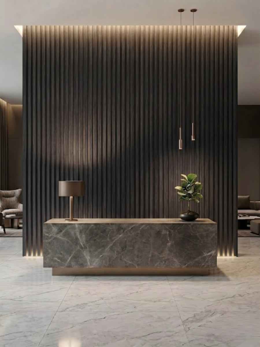 Dark Smoky Oak WPC Fluted 3D Wall Panels | 42.9 sq. ft./Box