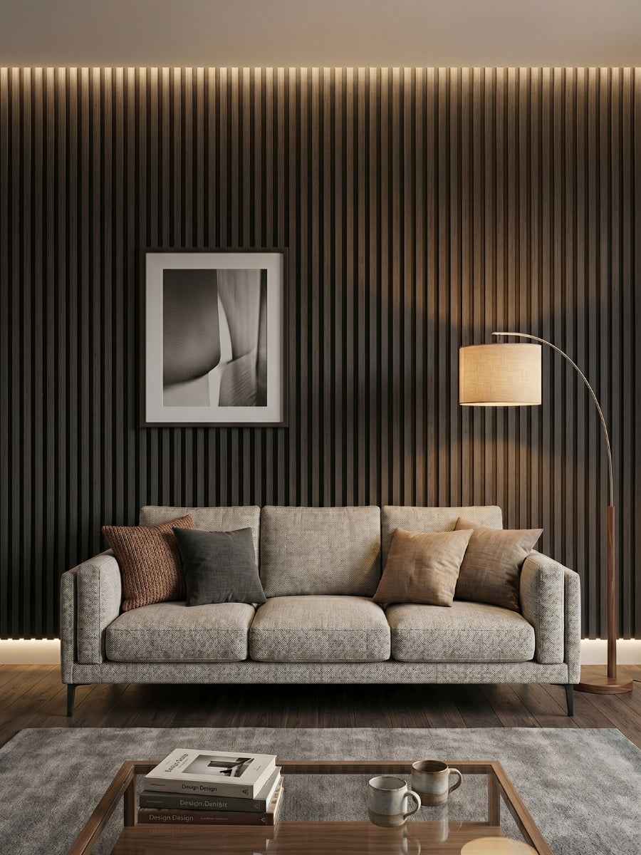 Dark Smoky Oak WPC Fluted 3D Wall Panels | 42.9 sq. ft./Box