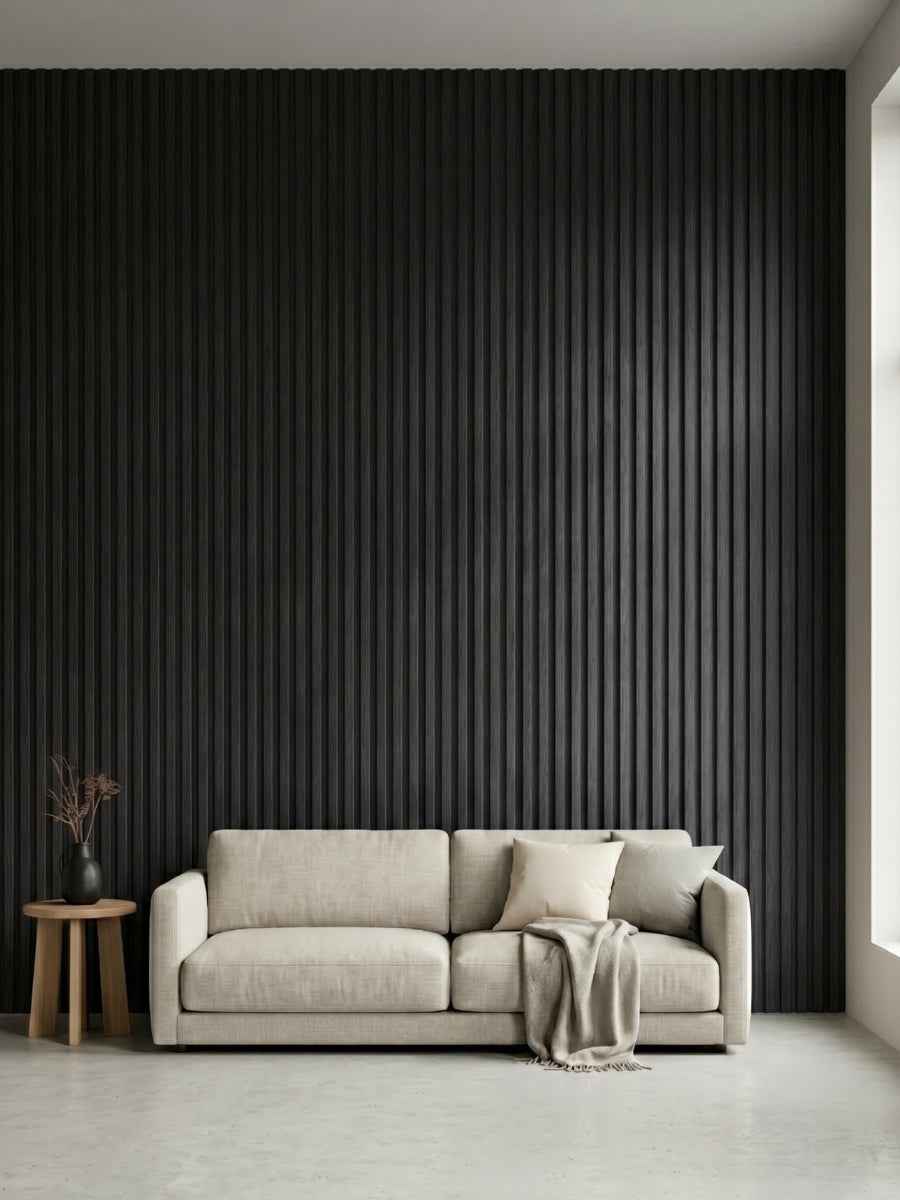 Dark Smoky Oak WPC Fluted 3D Wall Panels | 42.9 sq. ft./Box