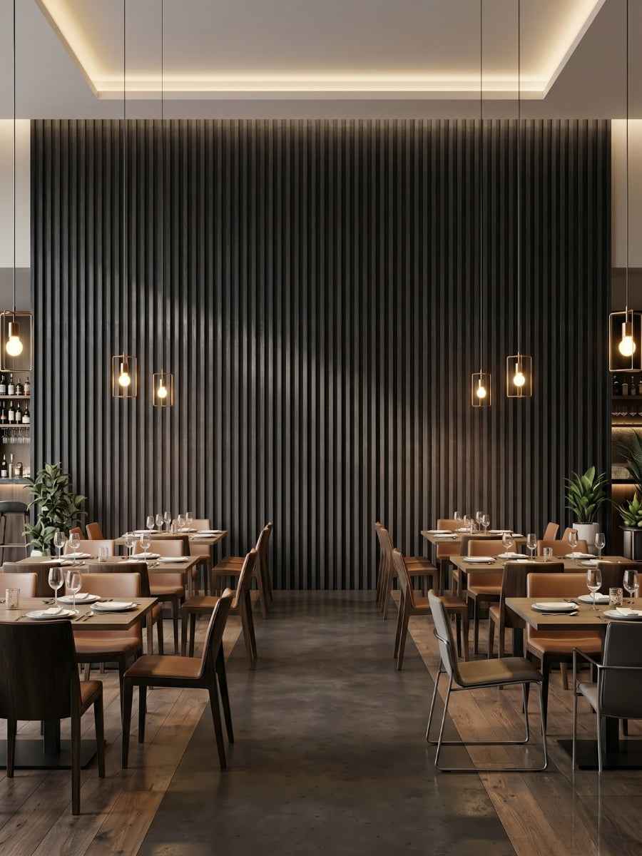 Dark Smoky Oak WPC Fluted 3D Wall Panels | 42.9 sq. ft./Box