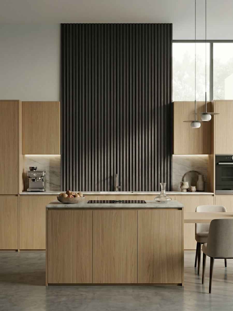 Dark Smoky Oak WPC Fluted 3D Wall Panels | 42.9 sq. ft./Box