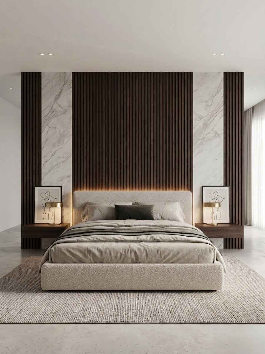 Dark Walnut Oak WPC Fluted 3D Wall Panels |  42.9 sq. ft./Box