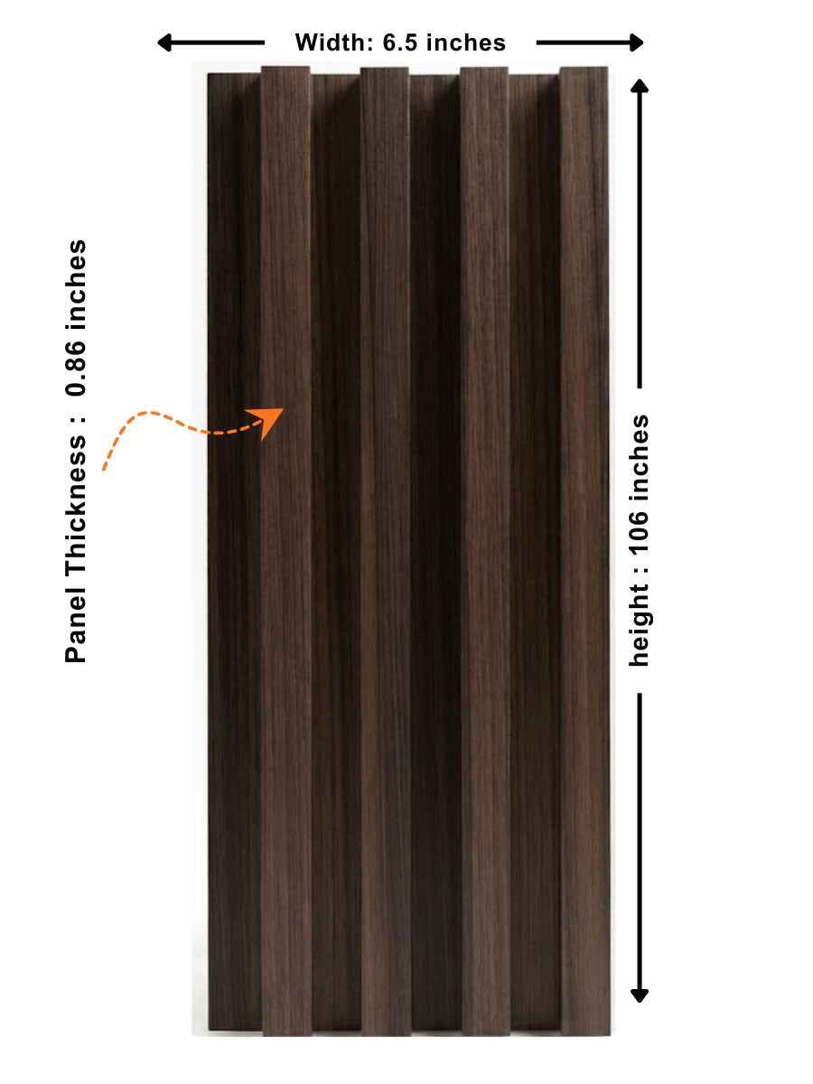 Dark Walnut Oak WPC Fluted 3D Wall Panels |  42.9 sq. ft./Box