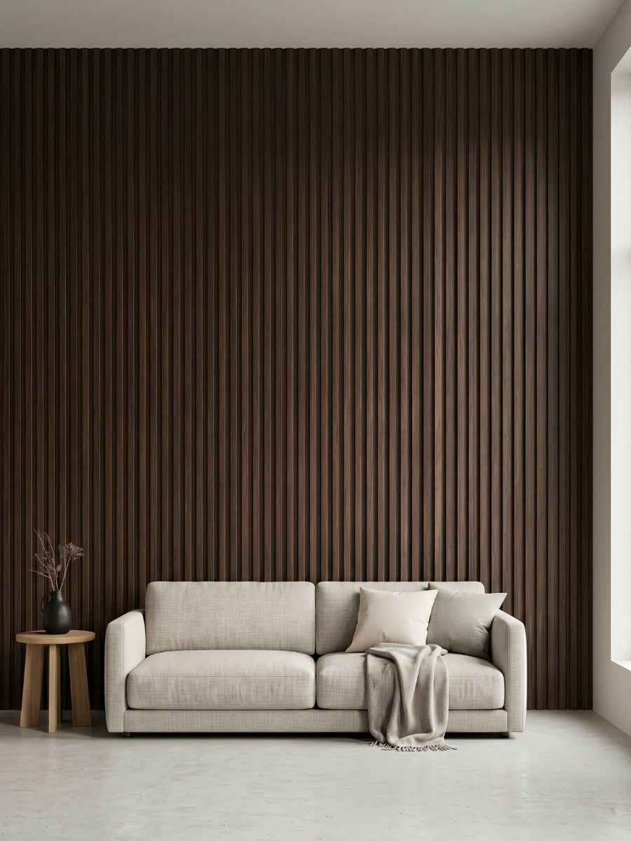 Dark Walnut Oak WPC Fluted 3D Wall Panels |  42.9 sq. ft./Box