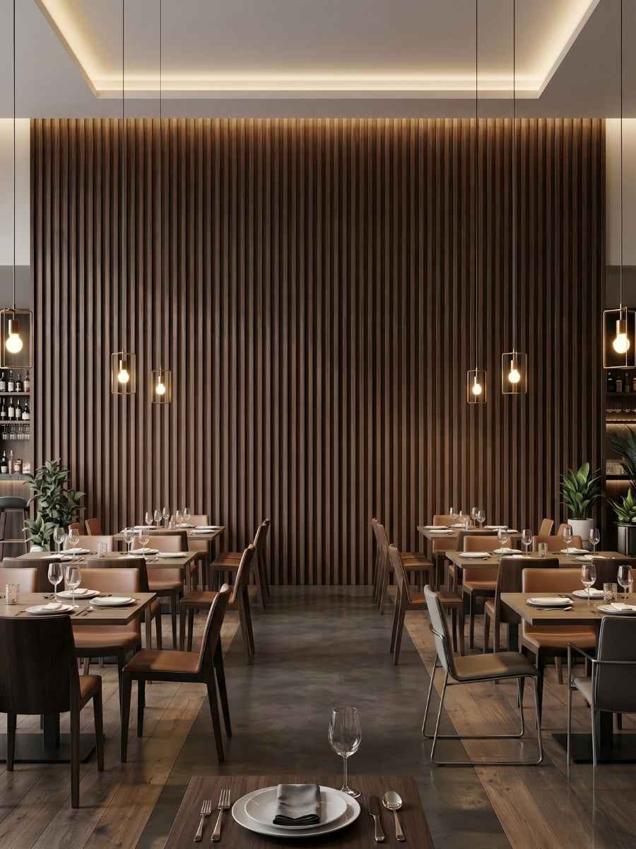 Dark Walnut Oak WPC Fluted 3D Wall Panels |  42.9 sq. ft./Box