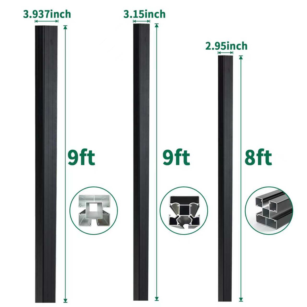 9 ft In-Ground Gate Post | Heavy-Duty Composite & Aluminum Gates - Wall Forma