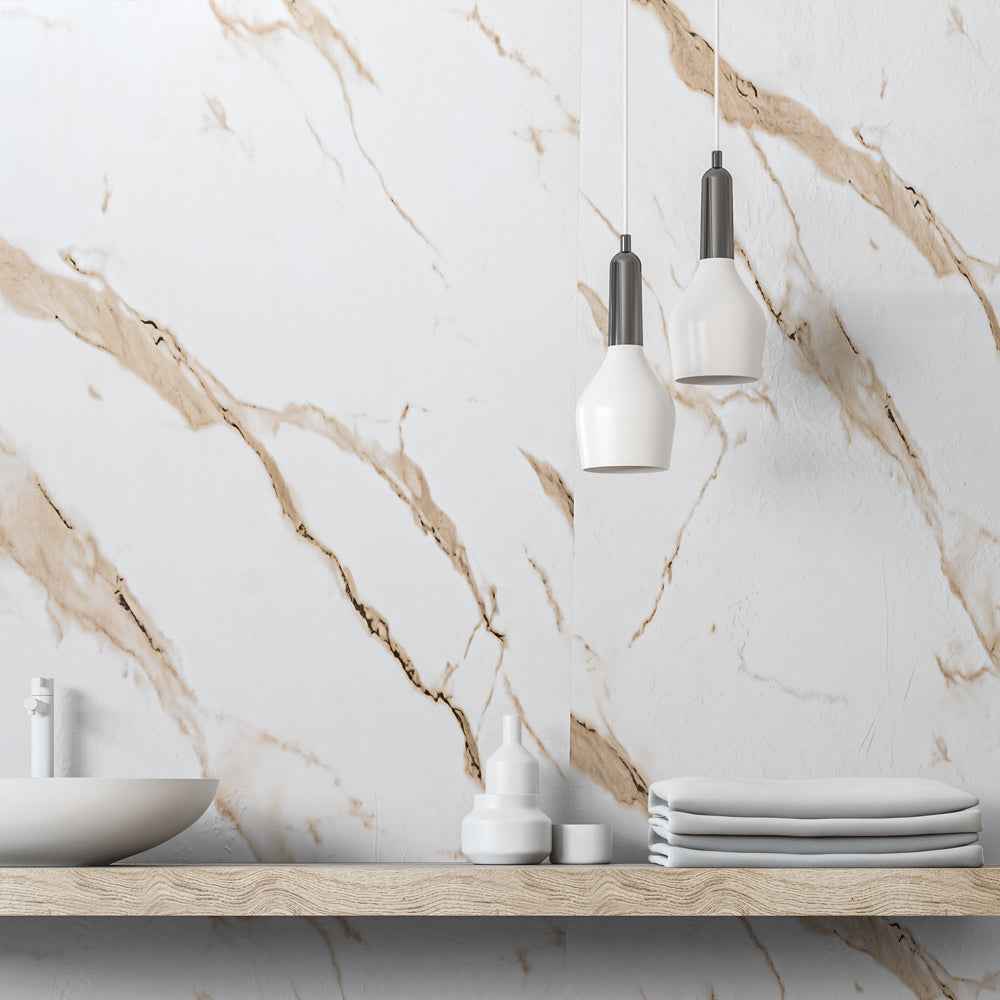 10mm Gold Marble Matt Shower Panel 1M x 2.4M