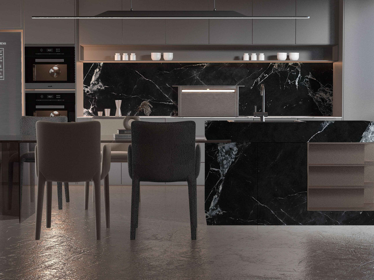Black and White Marble PVC Wall Panel - Waterproof (4x8 ft, 32 sq. ft)
