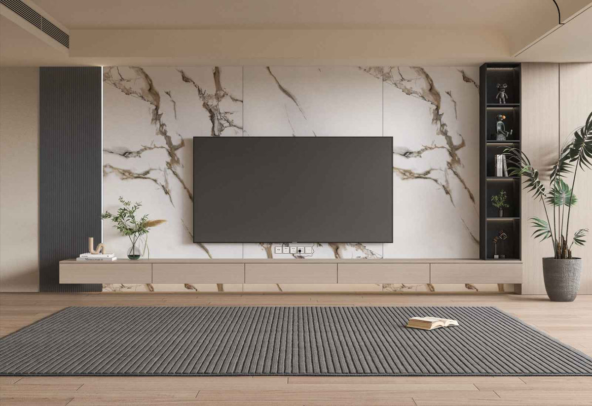 Ethereal Blush Marble UV Protected PVC Wall Panel - 4x8 ft, Fireproof & Waterproof (32 sq. ft)