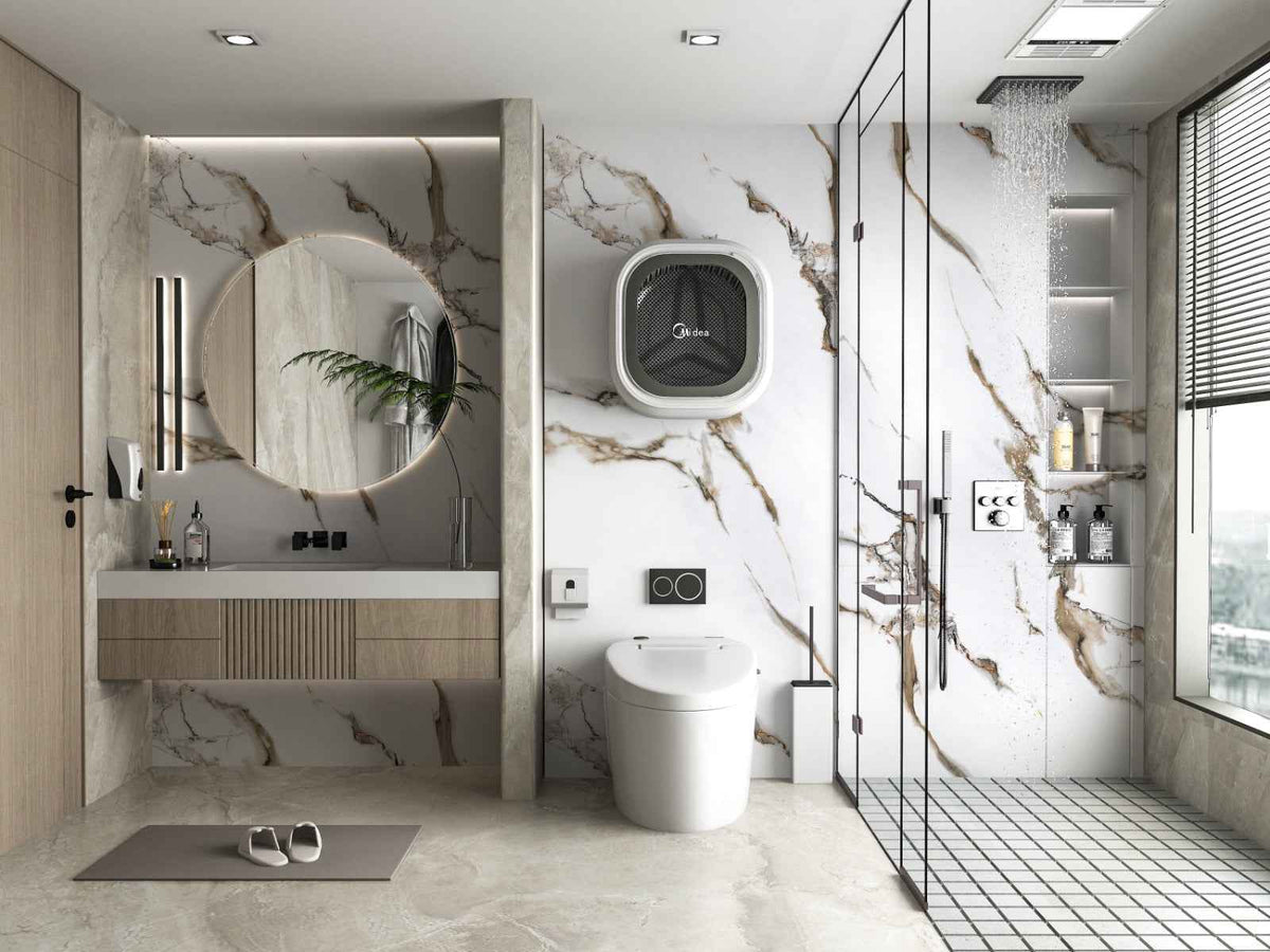 Ethereal Blush Marble UV Protected PVC Wall Panel - 4x8 ft, Fireproof & Waterproof (32 sq. ft)